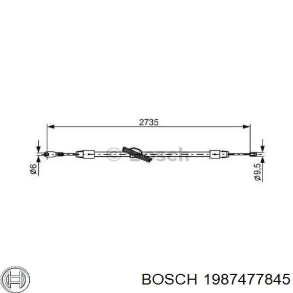 1987477845 Bosch Трос стояночного тормоза передний