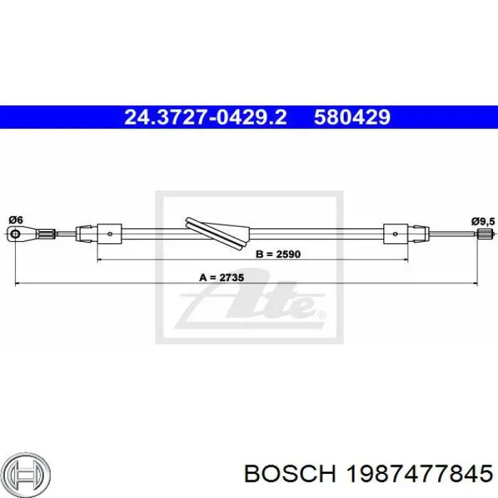 1987477845 Bosch трос ручного тормоза передний