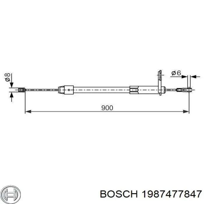 1987477847 Bosch трос ручного тормоза задний правый