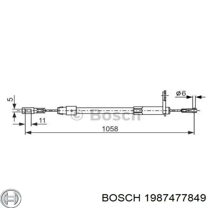 Трос ручного тормоза задний левый Bosch 1987477849