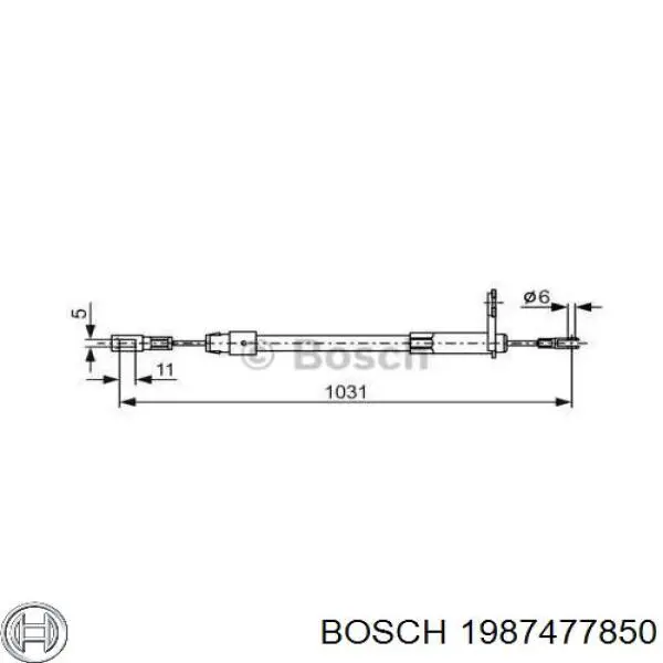 Трос ручного тормоза задний правый Bosch 1987477850