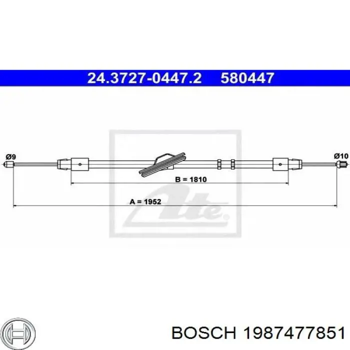 Купить 1987477851 Bosch Передний трос ручника
