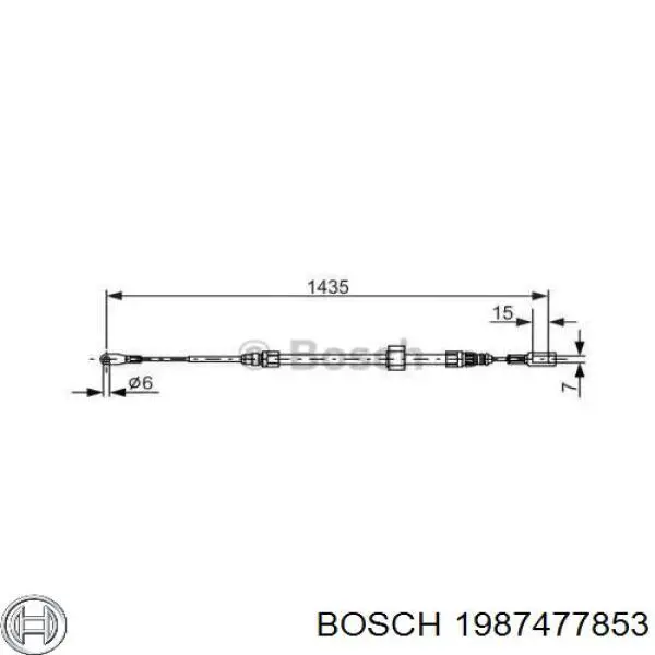 1987477853 Bosch трос ручного тормоза передний