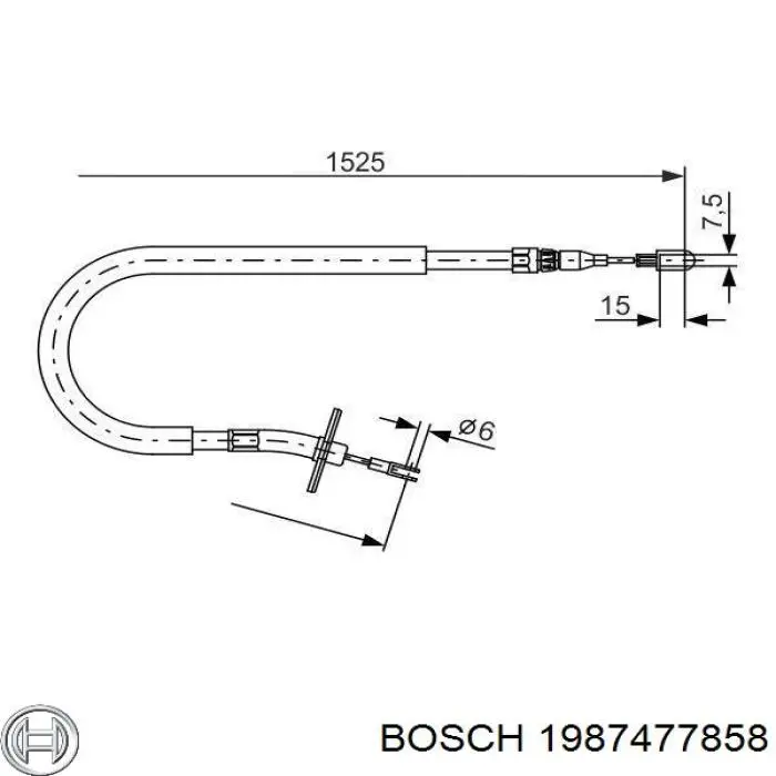 Трос ручного тормоза задний левый Bosch 1987477858