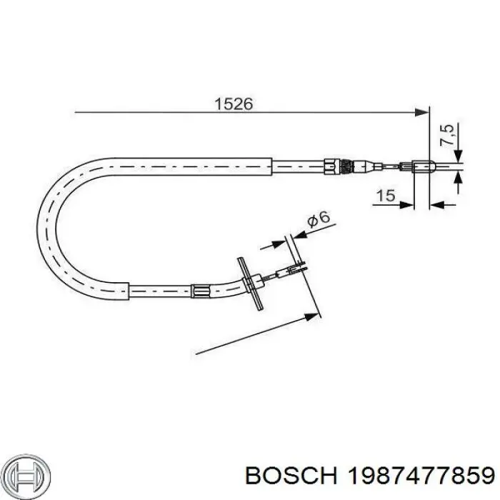 Трос ручного тормоза задний правый Bosch 1987477859