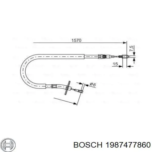 1987477860 Bosch трос ручного тормоза задний левый