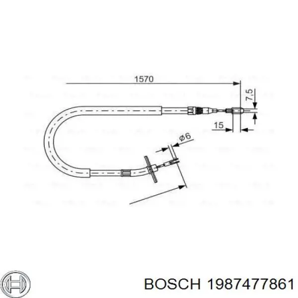 1987477861 Bosch трос ручного тормоза задний правый