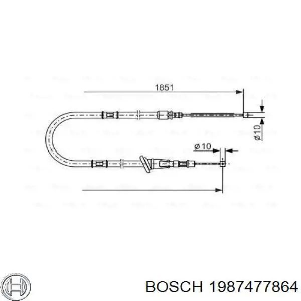 1987477864 Bosch трос ручного тормоза задний левый