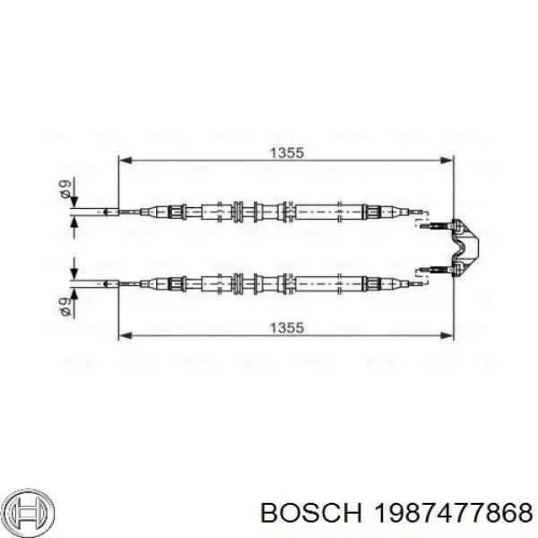 Трос ручного тормоза промежуточный Bosch 1987477868