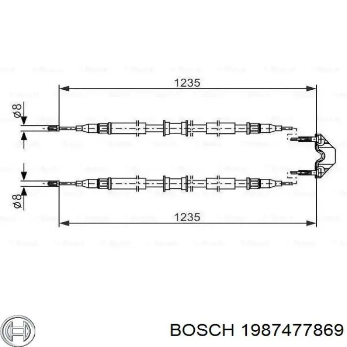 Трос ручного тормоза задний правый/левый Bosch 1987477869