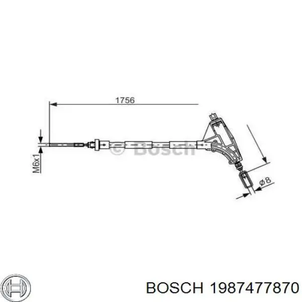 1987477870 Bosch трос ручного тормоза передний