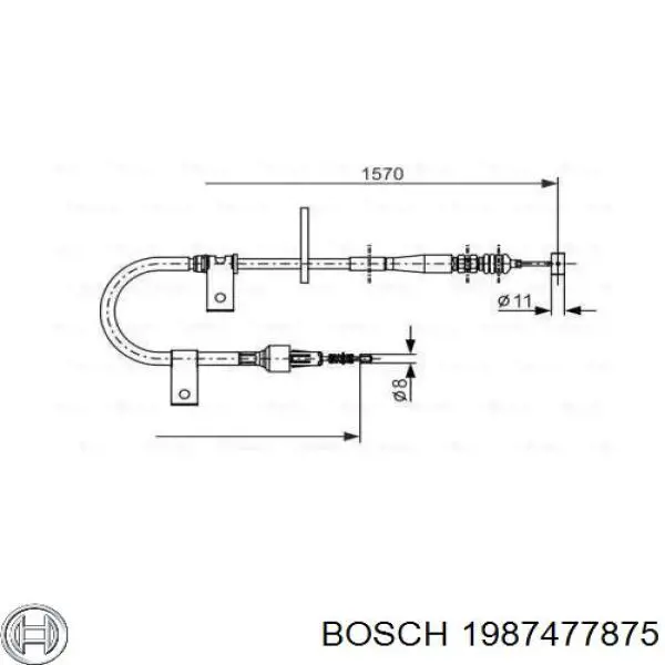 Cable de freno de mano trasero izquierdo 1987477875 Bosch