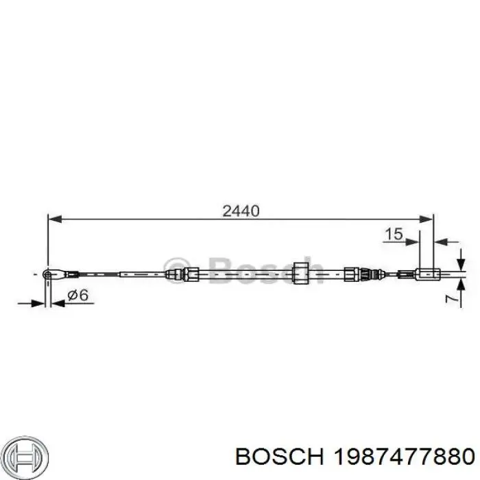 1987477880 Bosch трос ручного тормоза передний