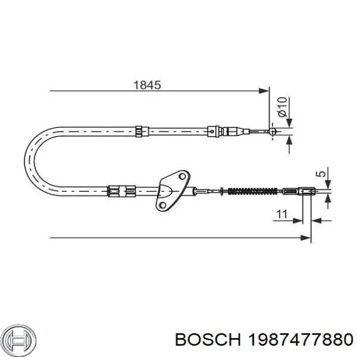 Передний трос ручника 1987477880 Bosch