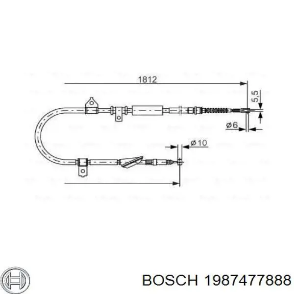 1987477888 Bosch трос ручного тормоза задний правый