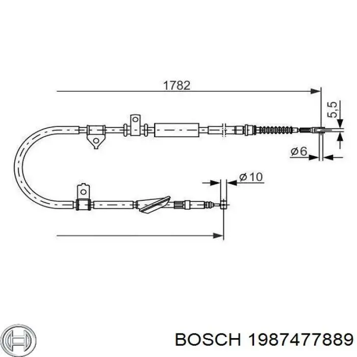Cable de freno de mano trasero izquierdo 1987477889 Bosch