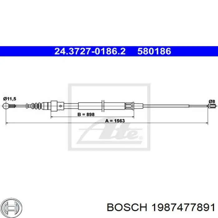 Cable de freno de mano trasero derecho/izquierdo 1987477891 Bosch