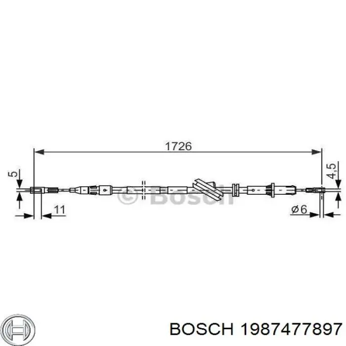 1987477897 Bosch трос ручного тормоза задний правый