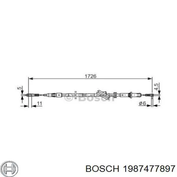 Cable de freno de mano trasero derecho 1987477897 Bosch