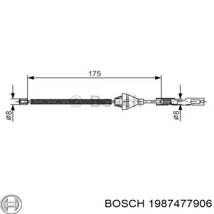 Трос ручного тормоза задний правый/левый Bosch 1987477906