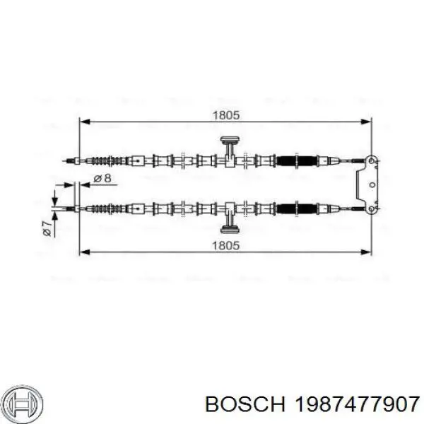 1987477907 Bosch трос ручного тормоза задний правый/левый