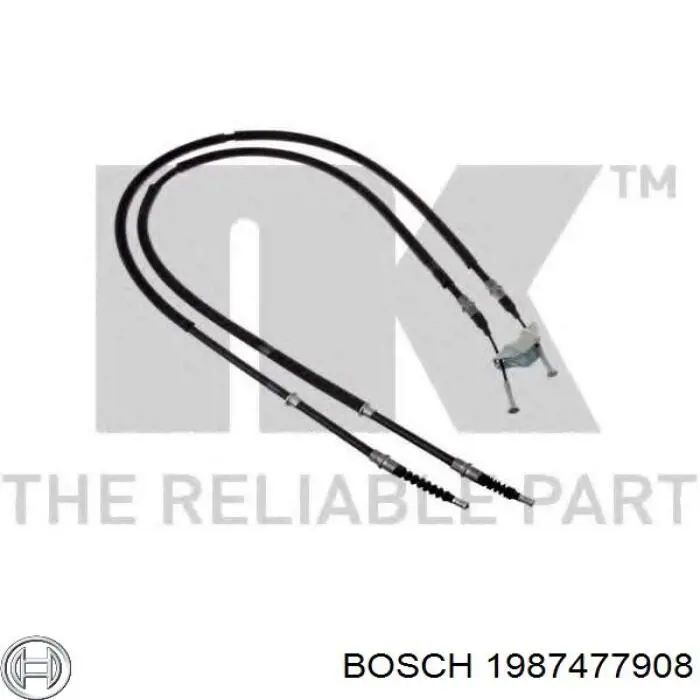 1987477908 Bosch Трос ручного тормоза задний правый/левый
