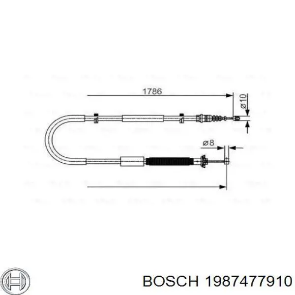1987477910 Bosch трос ручного тормоза задний левый