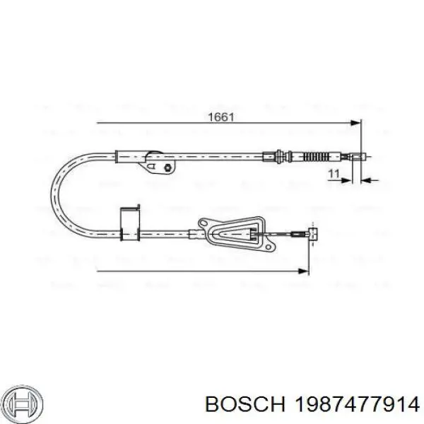 1987477914 Bosch трос ручного тормоза задний правый