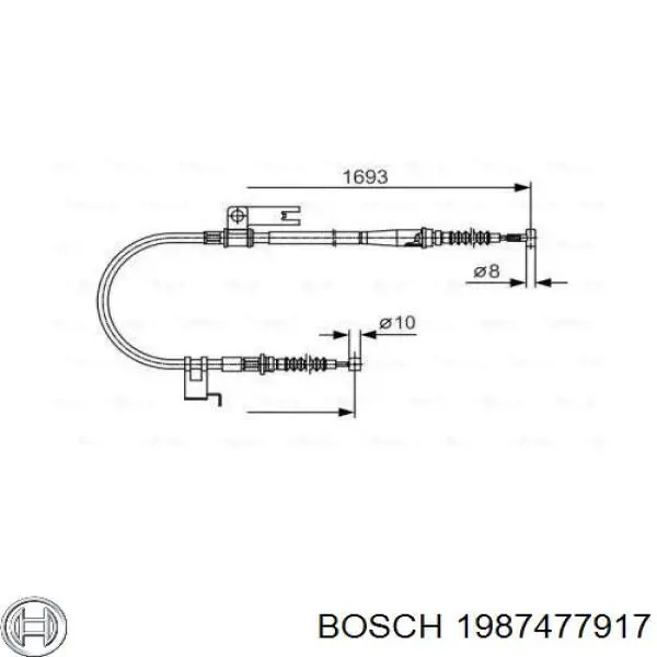 Cable de freno de mano trasero izquierdo 1987477917 Bosch