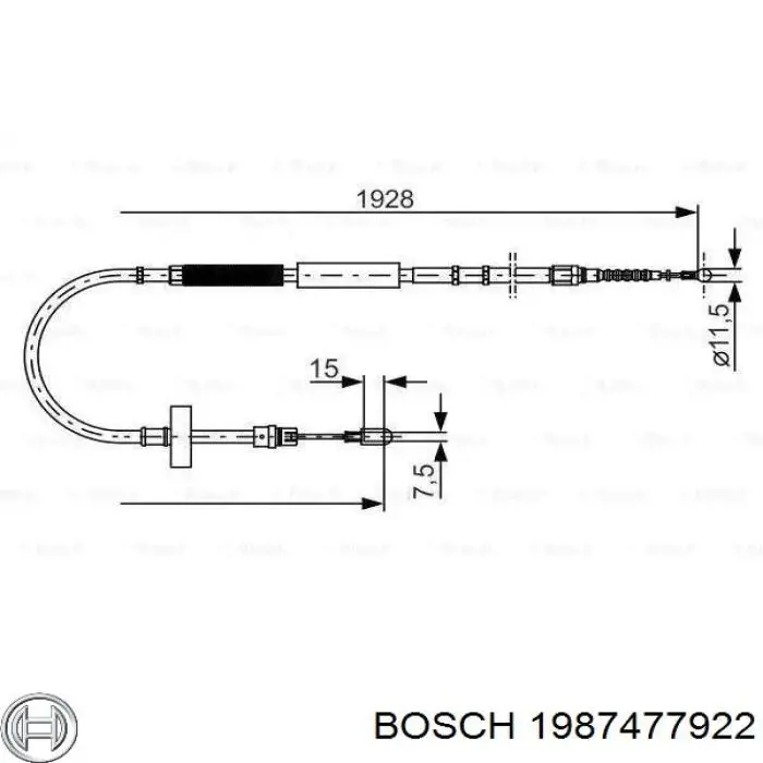 Трос ручного тормоза задний левый Bosch 1987477922