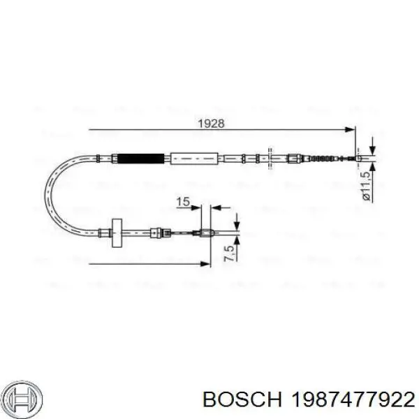 Cable de freno de mano trasero izquierdo 1987477922 Bosch