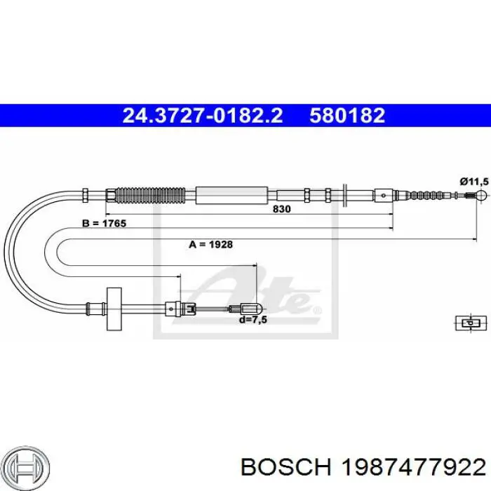 Трос ручника 1987477922 Bosch
