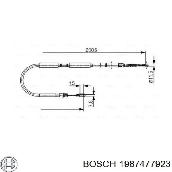 Трос ручного тормоза задний правый Bosch 1987477923