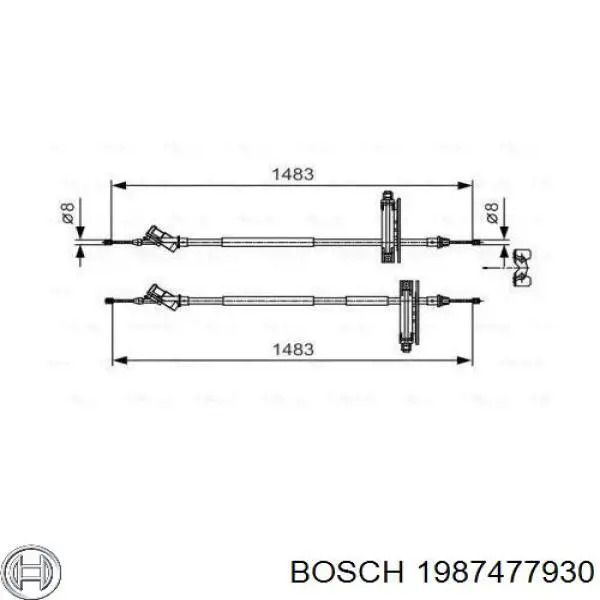 Трос ручного тормоза задний правый/левый Bosch 1987477930