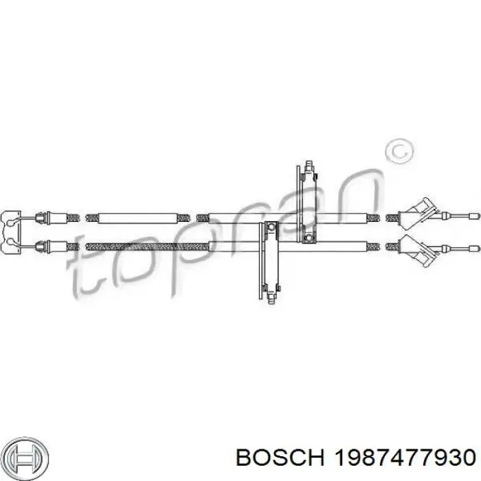 Трос ручного тормоза задний, правый/левый Bosch 1987477930