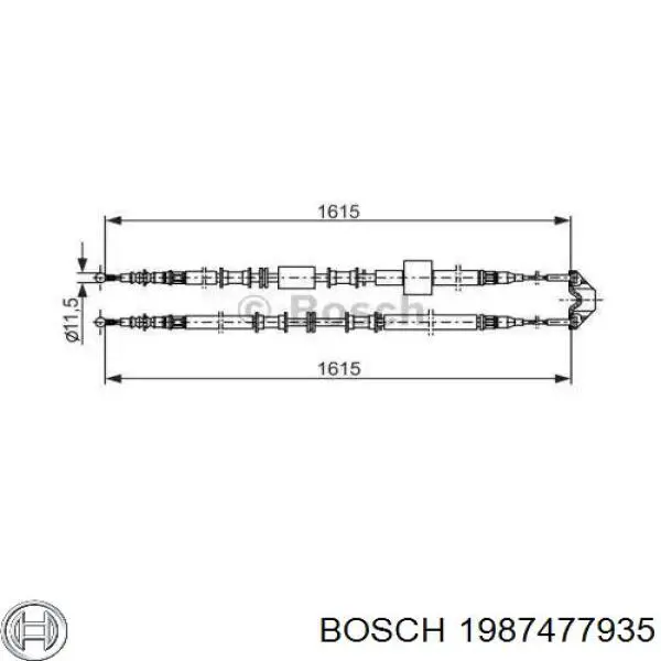 Трос ручного тормоза задний правый/левый Bosch 1987477935