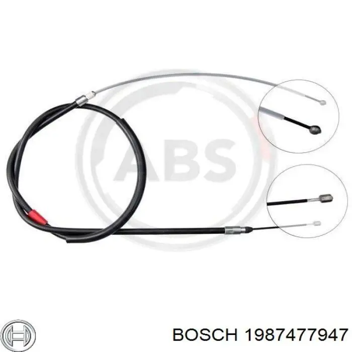 1987477947 Bosch Трос ручного тормоза задний, правый