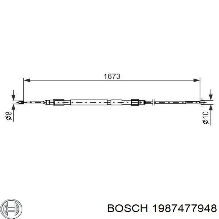 Cable de freno de mano trasero izquierdo 1987477948 Bosch