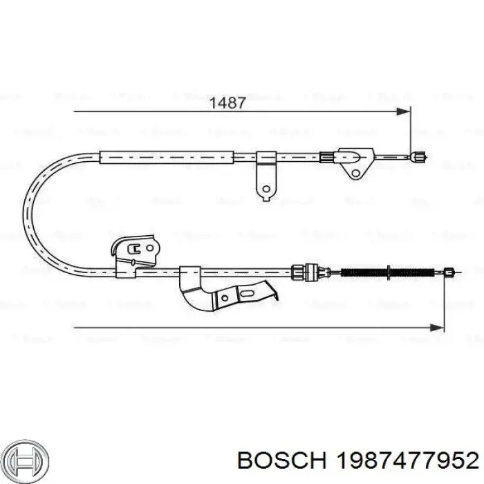 1987477952 Bosch трос ручного тормоза задний левый