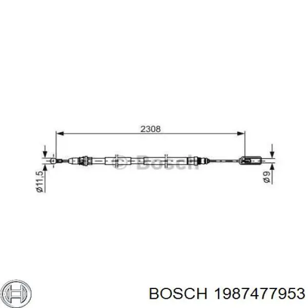 1987477953 Bosch трос ручного тормоза задний правый