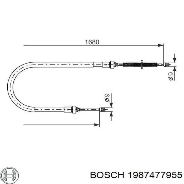 Трос ручного гальма задній, правий/лівий 1987477955 Bosch