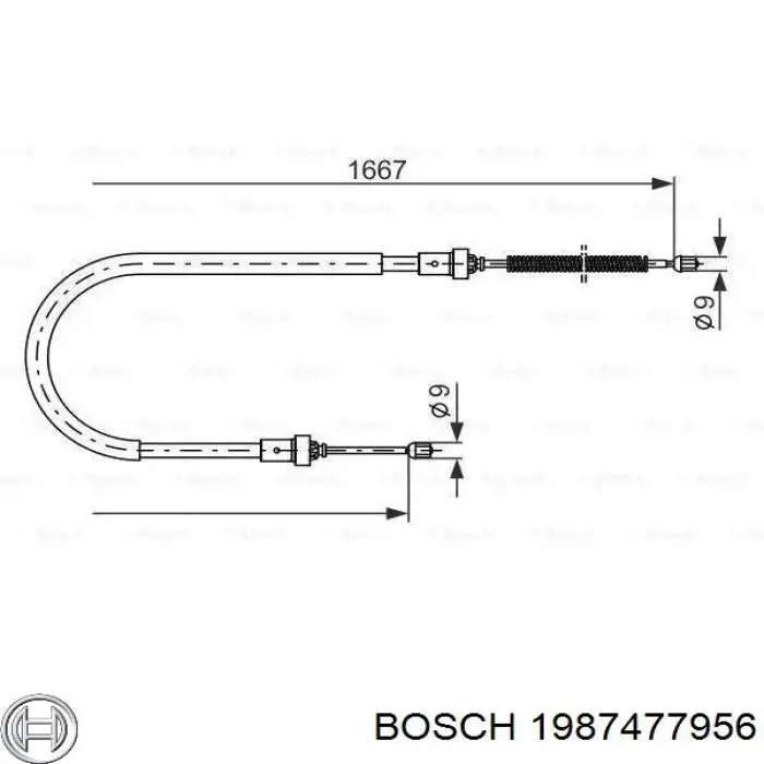 1987477956 Bosch трос ручного тормоза задний правый/левый