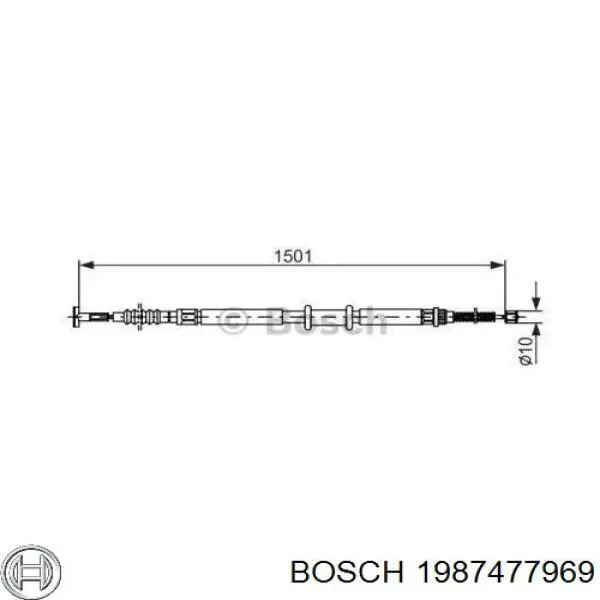 1987477969 Bosch трос ручного тормоза задний левый