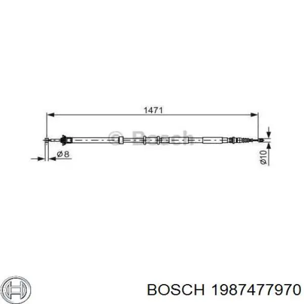 1987477970 Bosch трос ручного тормоза задний правый