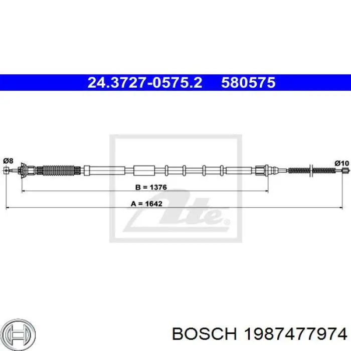 1987477974 Bosch Трос ручного тормоза