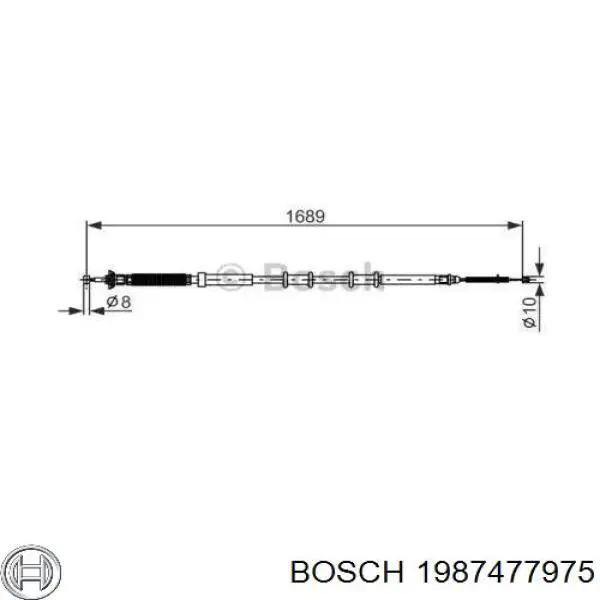 Трос ручного гальма задній, правий 1987477975 Bosch