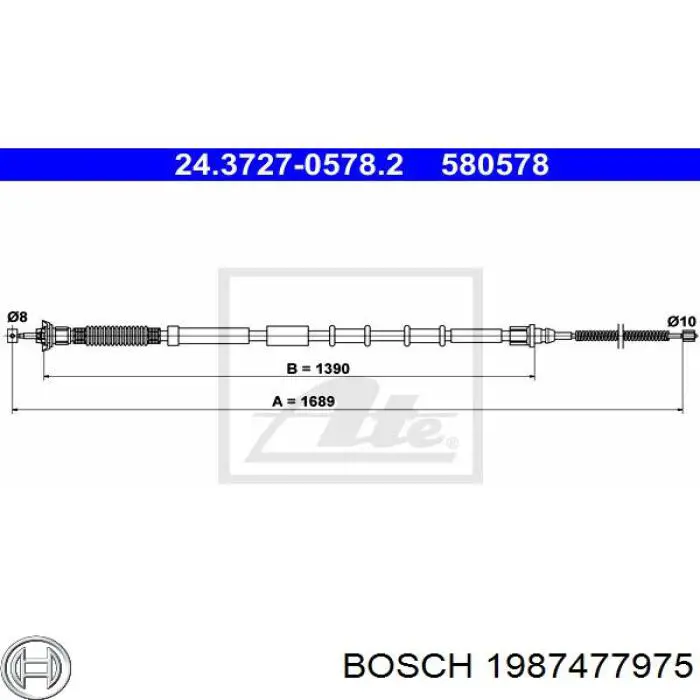 Задний правый трос ручника 1987477975 Bosch
