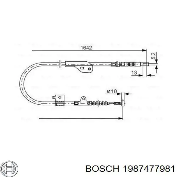 1987477981 Bosch трос ручного тормоза задний левый