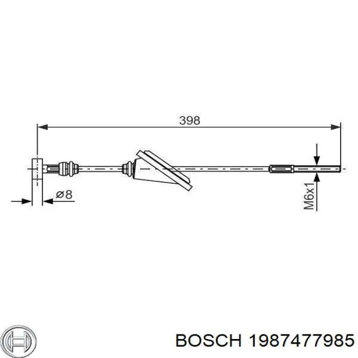 Трос ручного тормоза передний Bosch 1987477985