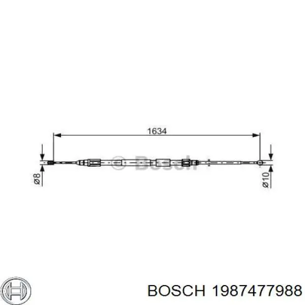 1987477988 Bosch трос ручного тормоза задний правый